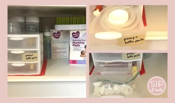 supplies for pumping and breastfeeding - organized before baby arrives