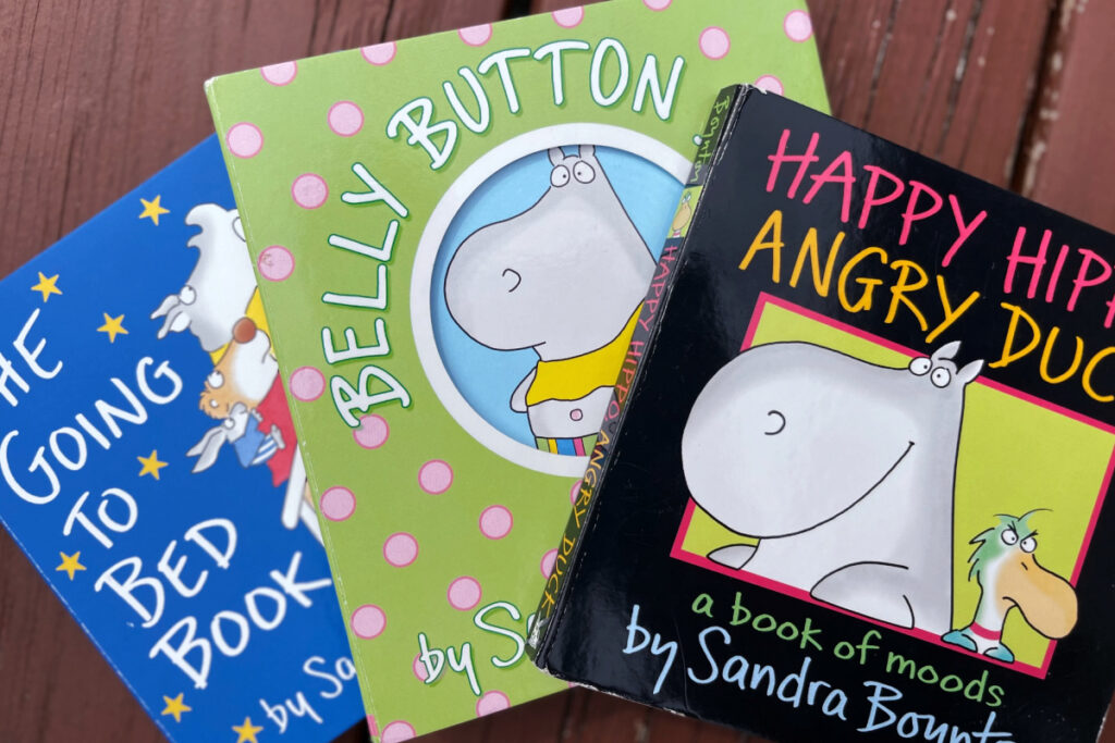 3 Sandra Boynton board books together - The Going to Bed Book, Belly Button Book and Happy Hippo, Angry Duck