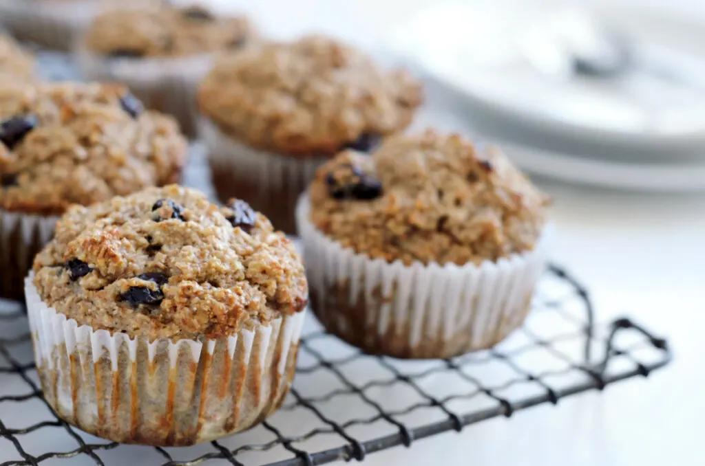 healthy muffins on cooling tray, ready to pack in hospital bag.